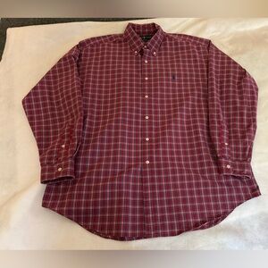 Polo Ralph Lauren Shirt Men’s XL Red BLAKE 2-ply Cotton Long Sleeve Button Front